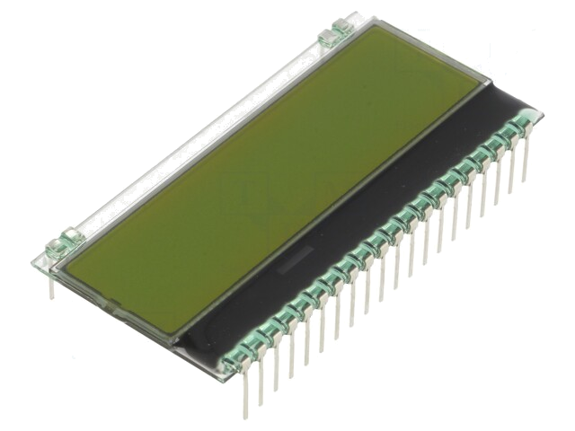 Display: LCD; alfanumeriek; STN Positive; 8x1; geel-groen; PIN: 20 Display: LCD; alfanumeriek; STN Positive; 8x1; geel-groen; PIN: 20